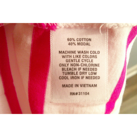 Crown & Ivy Pink White Striped Short Flutter Sleeves T-Shirt Women's Large - Picture 6 of 6